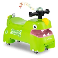 Ride on Toy Baby Dinosaur Sliding Car w/ 4 Universal Casters Under-Seat Storage