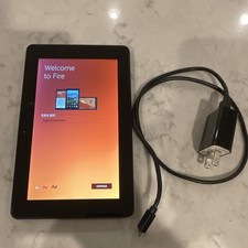 Amazon Fire 7" Tablet 8GB Wi-Fi Black Fire OS w/ Power Cable - Bundle