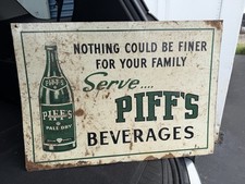 Original Piffs Ginger Ale Metal Soda Old Sign