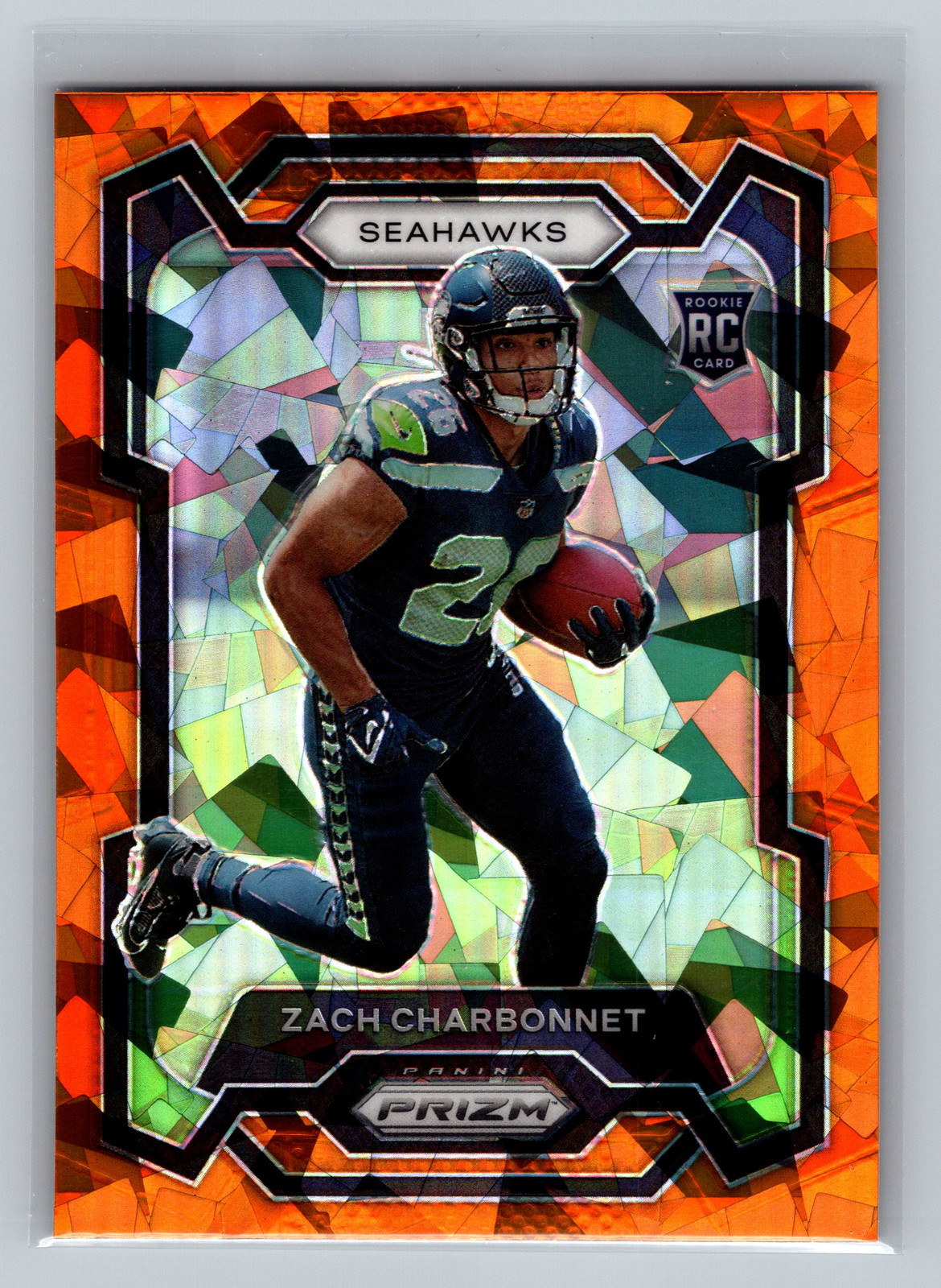 2023 Panini Prizm Zach Charbonnet #392 Orange Ice Seattle Seahawks