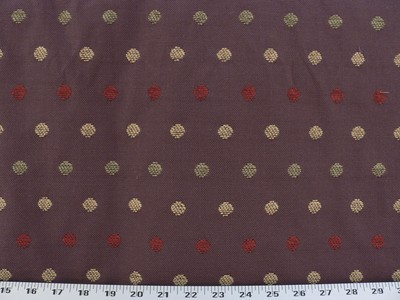Drapery Upholstery Fabric Embroidered Chenille Polka Dots on Eggplant Base Cloth
