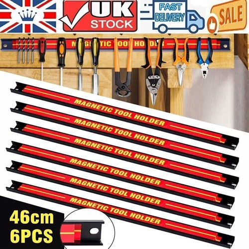 6PCS Tool Holder Bar Wall Mounted Rack Storage Organizer