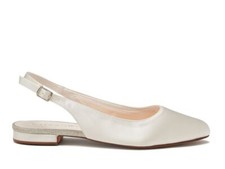 Alise | Rainbow Club Ivory Satin Slingback Flat Wedding Shoes | Size 3 & 4.5