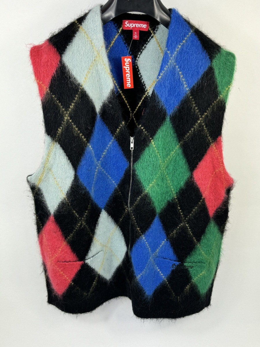 SUPREME - BRUSHED ARGYLE ZIP UP VEST SIZE: XL | eBay