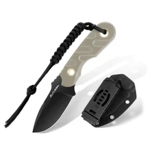 FLISSA 7" Full Tang Hunting Knife Fixed Blade Knife G10 AntiSlip Handle w/Sheath