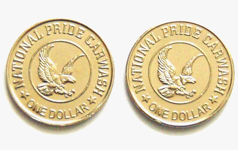 National Pride Car Wash Token Lot Of 2 One Dollar No Cash Value No