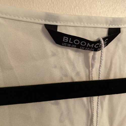 Neu mit Etikett BloomChic weiß & blau V ~ Ausschnitt Flatterärmel Kleid Größe 2X (18-20) - Bild 7 von 8