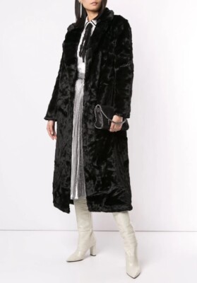 Women s Black Long Fur Coat Loving Coat Of Unreal Fur UK Size 10,EU 38 *RRP £434