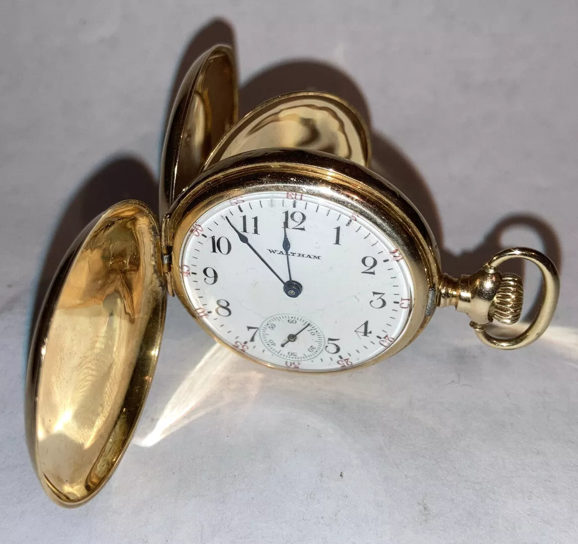Antique American Waltham Co Solid 14k Gold Ladies Pocket Watch 61 Diamonds Runs