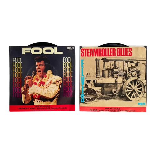 Two 1973 Elvis Presley 7" Singles • Fool / Steamroller Blues • RCA • Very Good
