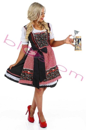 K87 Ladies Oktoberfest Beer Maid Costume Bavarian German Dirdnl Leiderhosen - Picture 2 of 5