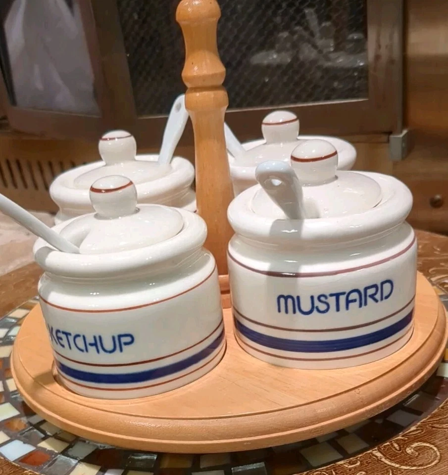 Vintage Condiment Carousel Lazy Susan W/Spoons - Image 4 of 4