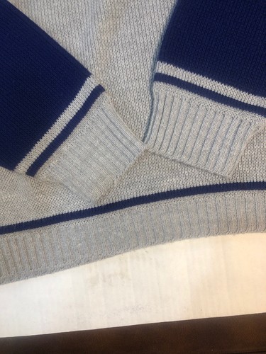 VINTAGE 1960s JERSILD Men's Large Acrylic Nordic Blue Orange Gray Sweater - Picture 6 of 11