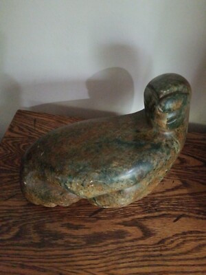 Carved Stone Sea Life Scupture Signed Sharon Spencer 