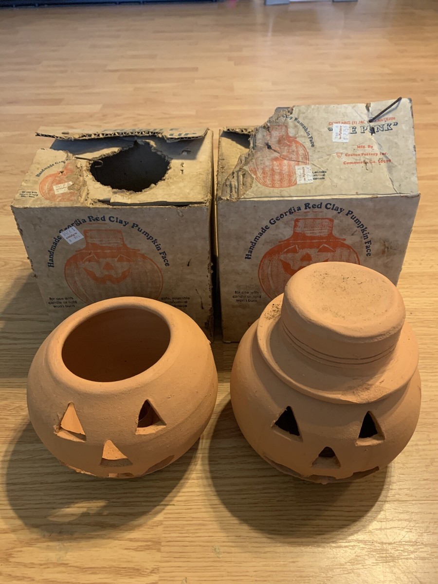 Two “The Punk” Craven Pottery Handmade Georgia Red Clay Pumpkin