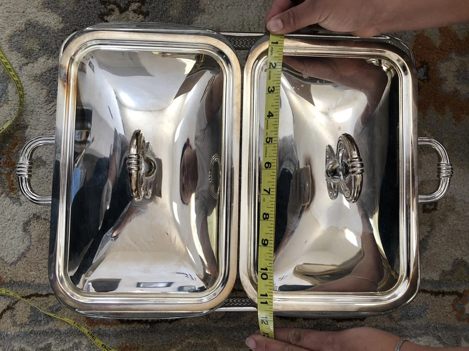 Chafer plateado es de 8 cuartos de galón Chafer completo con dos tapas y dos sartenes Pyrex Foto 4 de 4