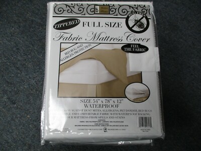 Better Home Zippered FABRIC Mattress Cover Waterproof Bug Free FULL SIZE New