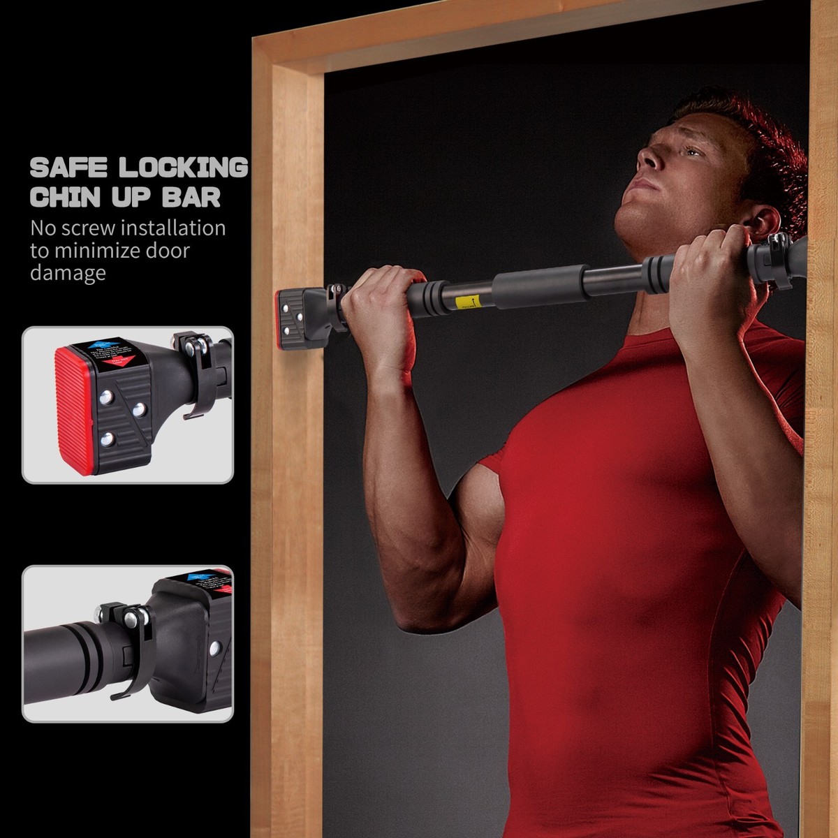 Length Adjustable Pull Up Bar For Doorway Trainer No Screws Setup Portable Doorway Pull Up Bar For A Perfect Pull Up And Chin Up Workout Door Exercise Bar