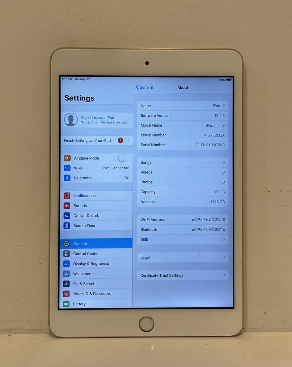 Apple iPad mini 3 16GB, Wi-Fi, 7.9in - Gold - See Pictures/Read 