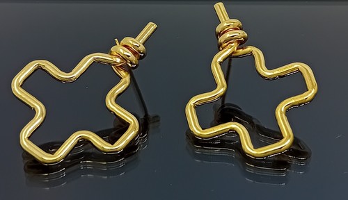 18K Gold Filled Stunning Italian Statement 18ct GF Drop Earrings 35mm - Picture 5 of 10