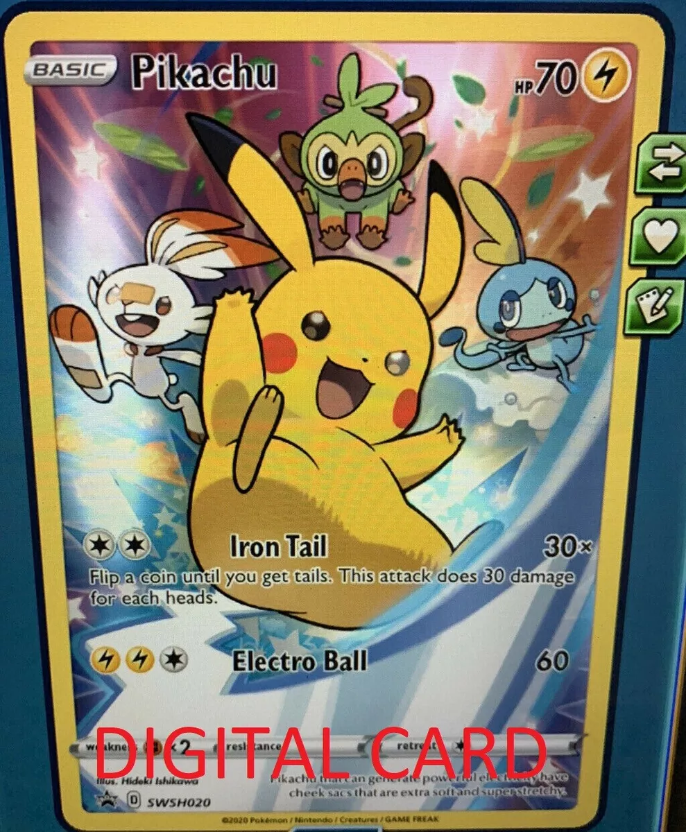 DIGITAL CODE Pokemon Card Pikachu SWSH020 Full Art Sword