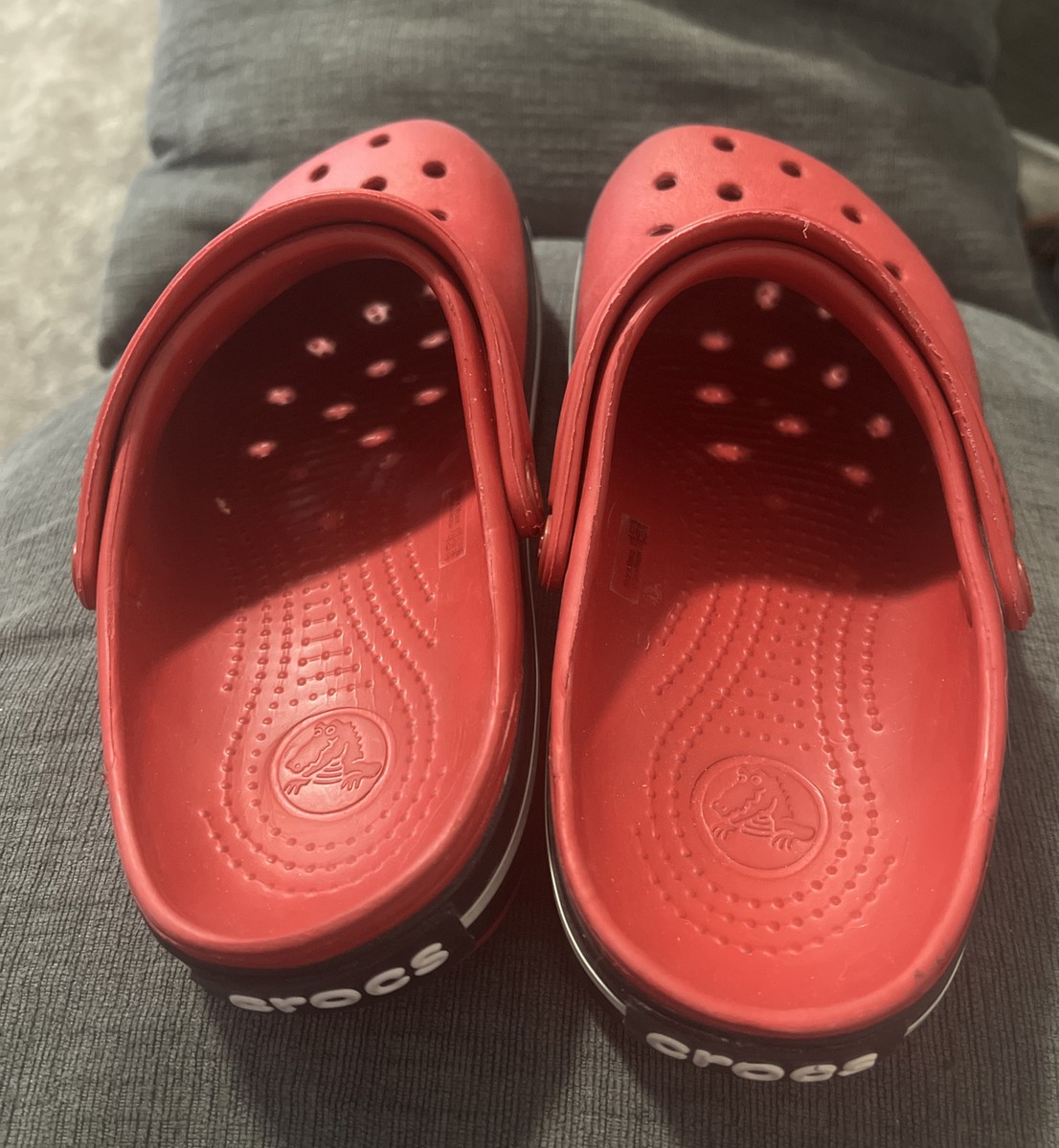 CROCS Unisex Red Slip-On Loafers Crocband Clog, Pepper. 12 Women/10 Men Crocs Unisex Crocband Clog Sandal Men 6 Women 8 Pepper/Red  main image 3