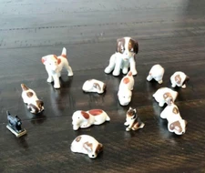 Porcelain Dogs Japan Scottie Collie Collectable Dog LOT of 13 MINI Ceramic Puppy