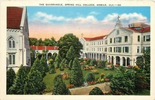 c1930 The Quadrangle, Spring Hill College, Mobile, Alabama Postcard