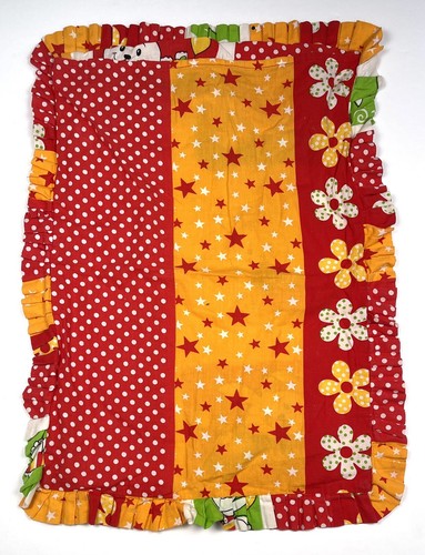 VTG 21"x14" Handmade Red/Orange/Green Bunny Rabbit PILLOW CASE Nursery Kids - Picture 2 of 5