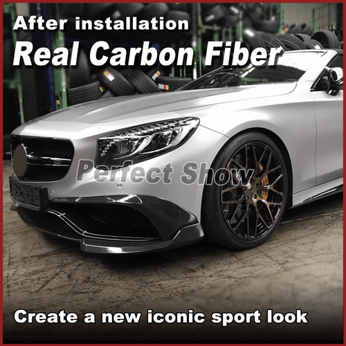 Fit For Benz C217 S500 Sport 14-17 Real Carbon Front Bumper Lip Spoiler Splitter - Picture 3 of 16