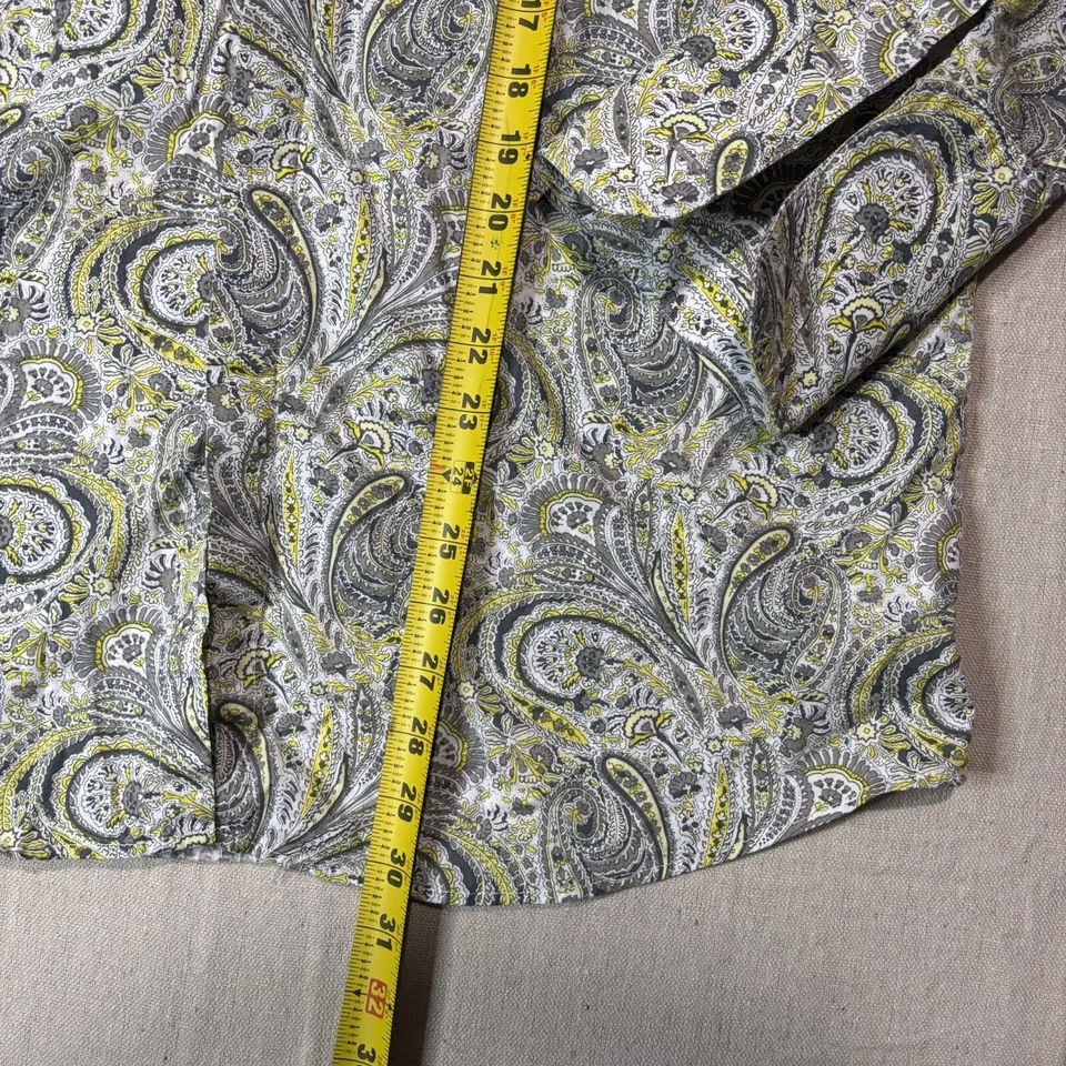 Stacy Adams Shirt Mens Size XL - 17 Gray Yellow Paisley Western Button Down - Image 4 of 4