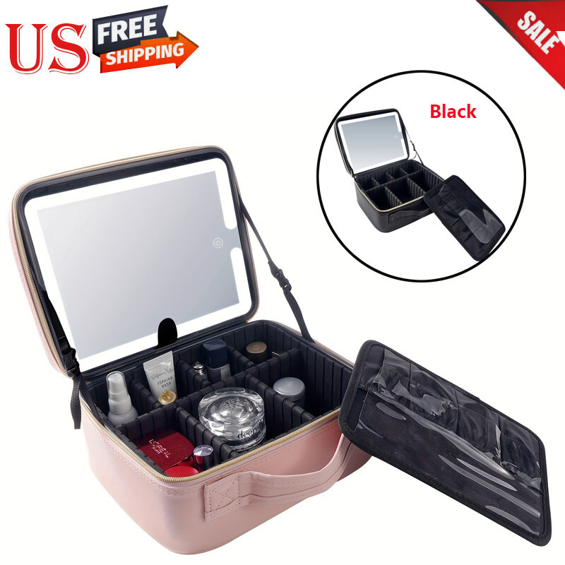 High-capacity Pink Travel Makeup Bag with Strap – Professional Multilayer Case