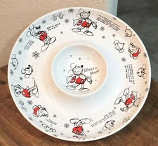 Disney Sketchbook Mickey Mouse chip and dip Christmas Serving Tray - NEW