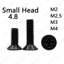 Black 4.8 Steel Non-Standard Phillips Countersunk Flat Small Head Screw M2 M3 M4