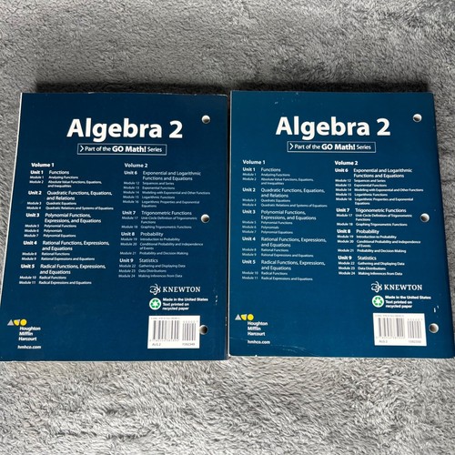 Houghton Mifflin Harcourt Algebra 2 Textbook Volumes 1 & 2 Homeschool Bundle - Picture 2 of 6