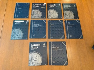 LOT OF 10 VINTAGE Lincoln Cent 1c Coin Whitman Books Incomplete