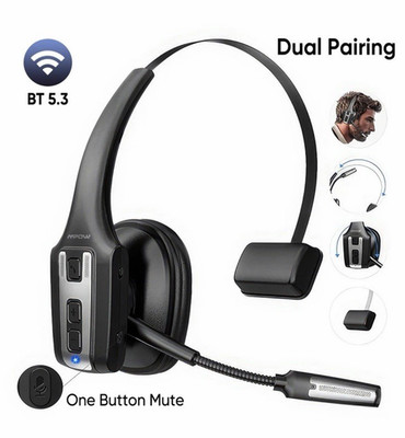Mpow Bluetooth Headset Microphone Trucker Wireless Headphones 65 Hrs Home Office