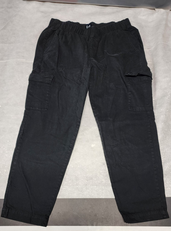 GAP Women Black Cargo Pants Utility Multi Pocket Zip Hem Size L Cotton Nylon