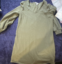 Nine West Green V-Neck Pullover Sweater dress Long Sleeve Women's Size L