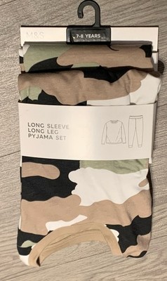 Brandneu mit Etikett M&S Jungen Calico Baumwolle 2-teiliges Set Oberteil & Unterteil Pyjama Set Alter 7-8 Jahre