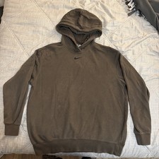 Nike Center Swoosh Oversized Box Fit Fleece Pullover Hoodie   Brown   Size Small