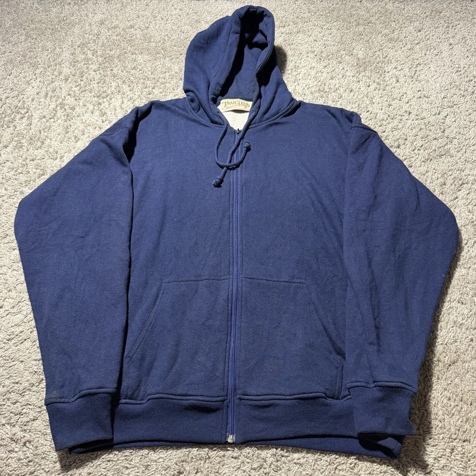 VINTAGE 90s TRAILS END THERMAL LINED BLANK FULL ZIP HOODIE Blue LARGE
Opens in a new window or tab