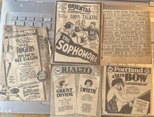 1929 Portland Oregon Movie Ads Will Rogers, Jean Arthur, Clara Bow