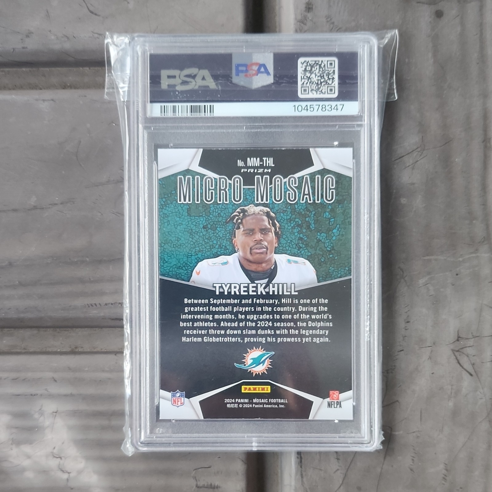 2024 Panini Mosaic Micro Mosaic Tyreek Hill Dolphins #MM-THL PSA 9 view 2