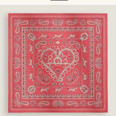 Hermes Carre 140 Cheval Du Coeur Bandana Cashmere Silk Scarf