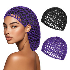 2 PCS Hair Nets for Sleeping Mesh Crochet Hair Wrap Breathable Sleep Cap for Wom