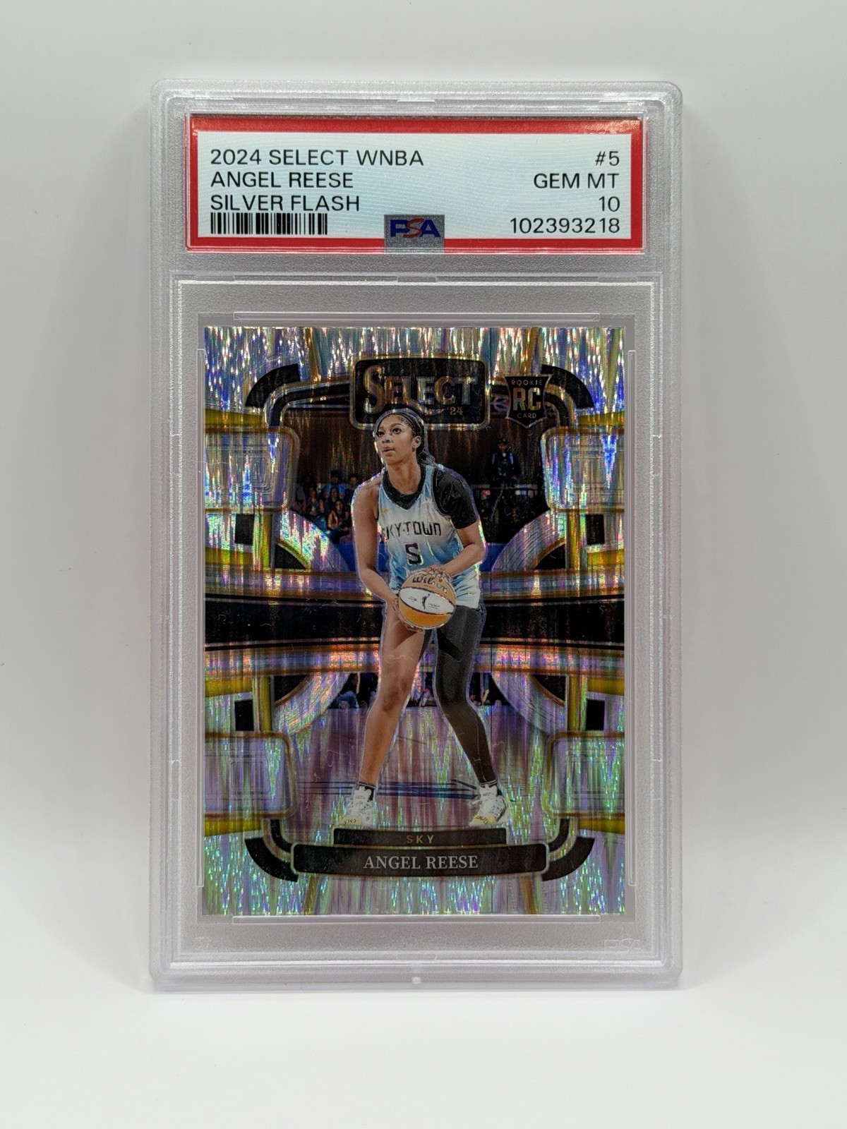 2024 Panini Select - Concourse Angel Reese Rookie #5 Silver Flash Prizm PSA 10! view 1