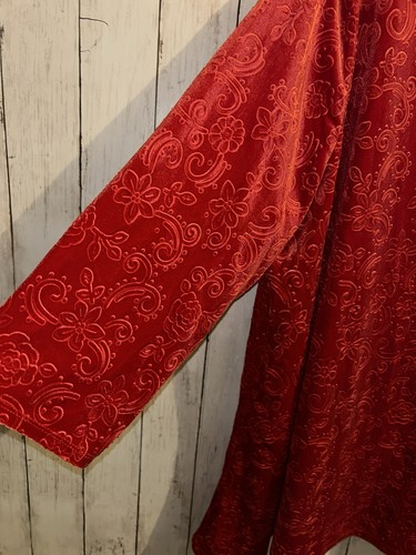 Ruby Rd 3X Red Velvet Burnout Top Shark bite Hem 3/4 Sleeve - Picture 3 of 5
