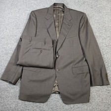 Canali Suit US 44R EU 54R Brown Wool Pants 38x30 Natural Comfort Italy Pleated