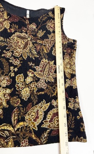 VTG White Stag Medium Sleeveless Tank Cami Gold & Black Floral Neutral Top EUC - Picture 4 of 10